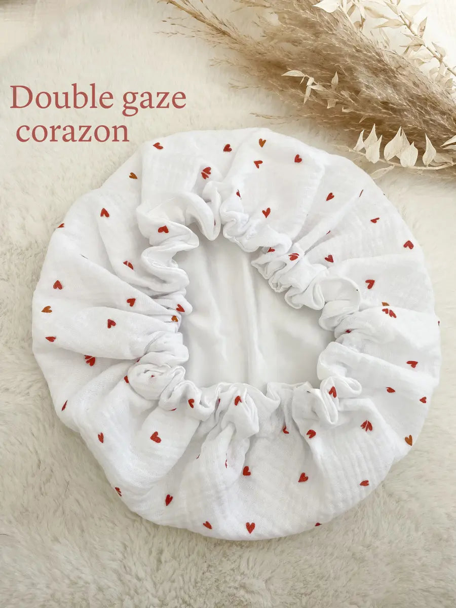 Bonnet de soin en soie - Double gaze corazon