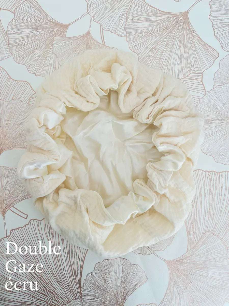 Bonnet de soin en soie - Double gaze écru