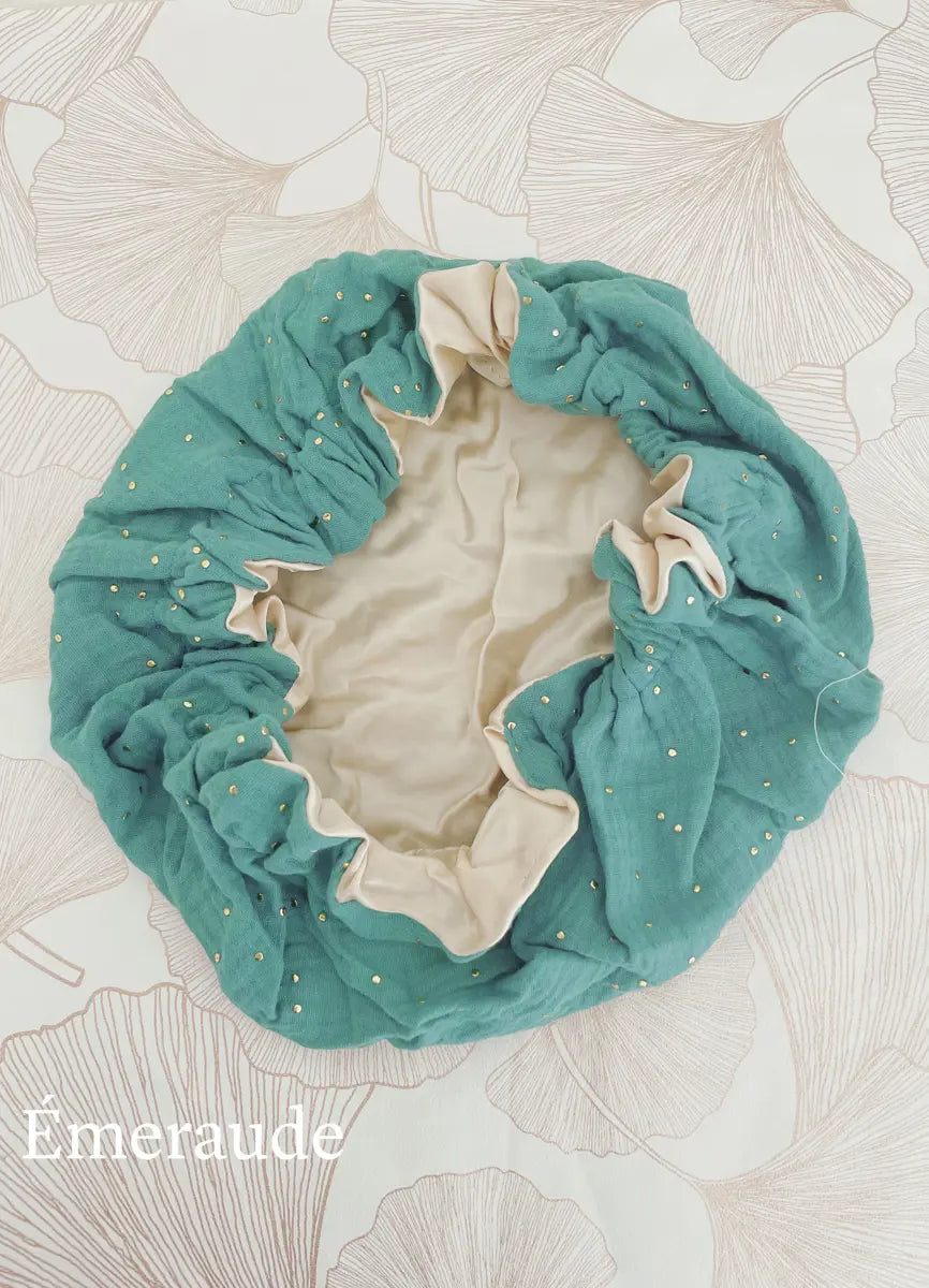 Bonnet de soin en soie - Emeraude