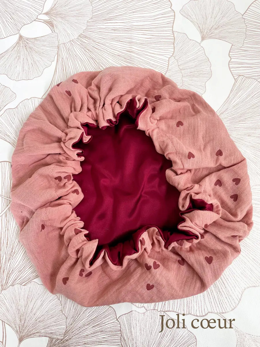 Bonnet de soin en soie - Joli cœur