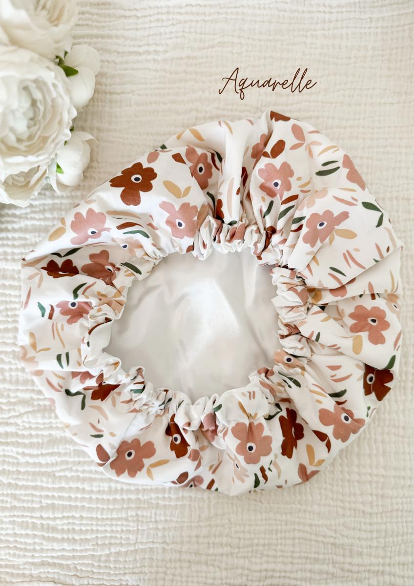Bonnet de soin en satin - Aquarelle