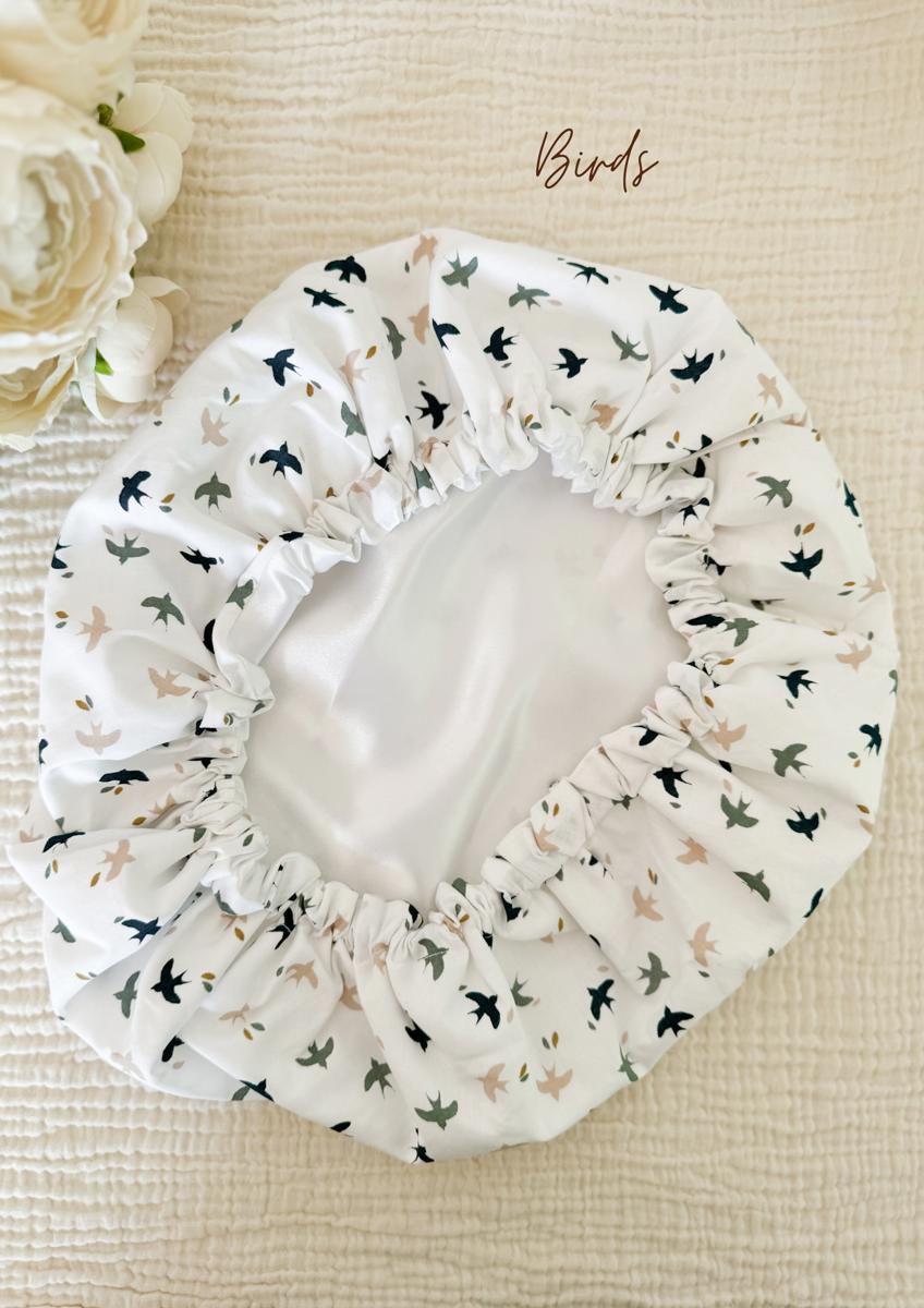Bonnet de soin en satin - Birds