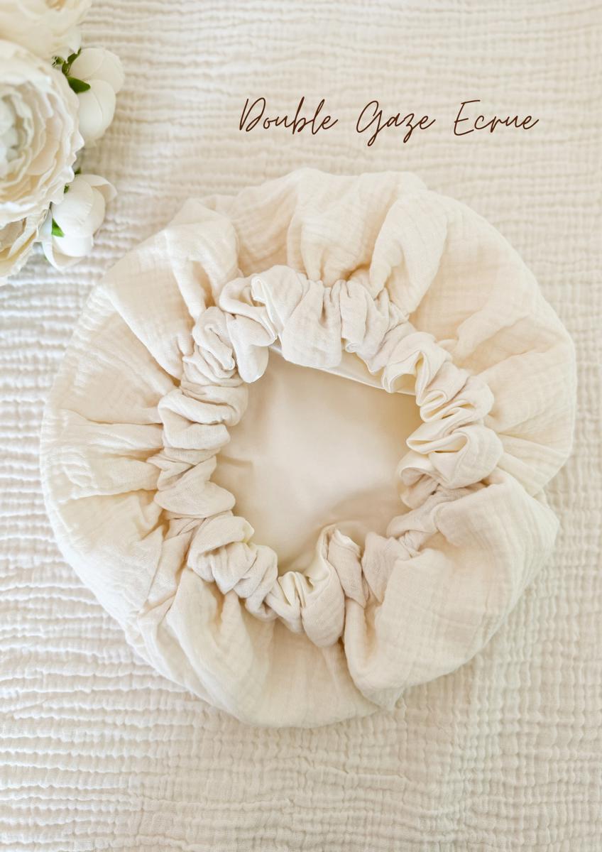 Bonnet de soin en satin - Double gaze écrue