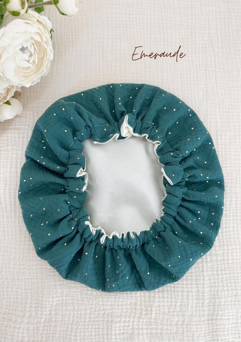 Bonnet de soin en satin - Emeraude
