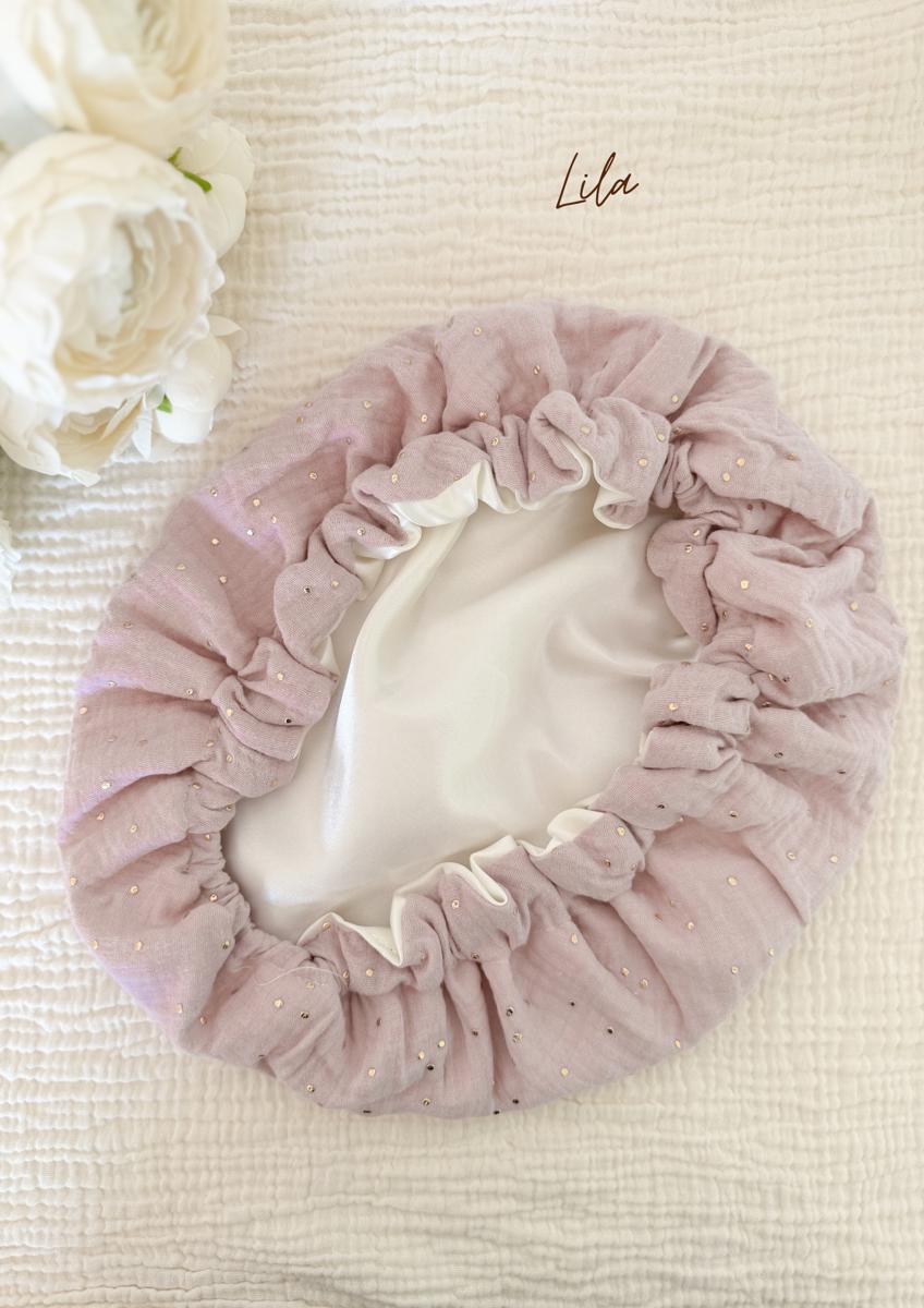 Bonnet de soin en satin - Lila