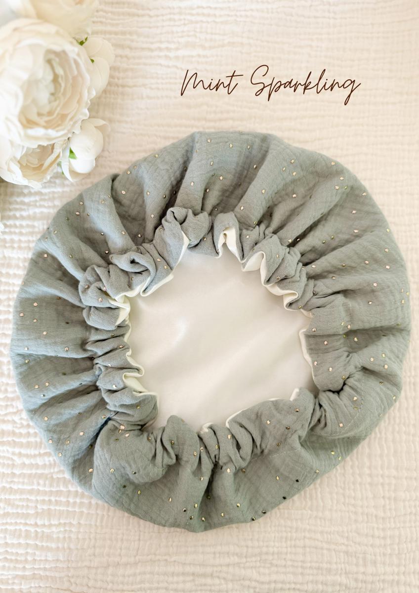 Bonnet de soin en satin - Mint sparkling
