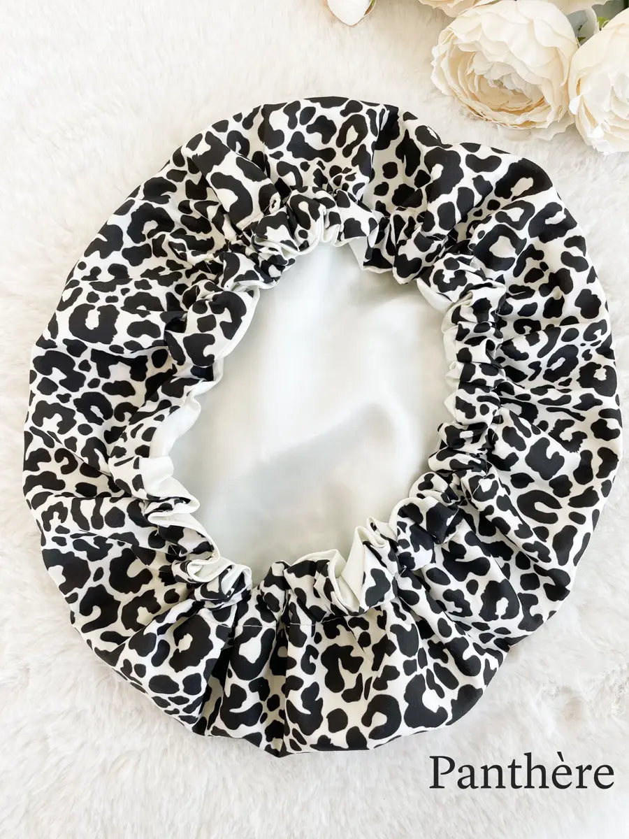 Bonnet de soin en satin - Panthère