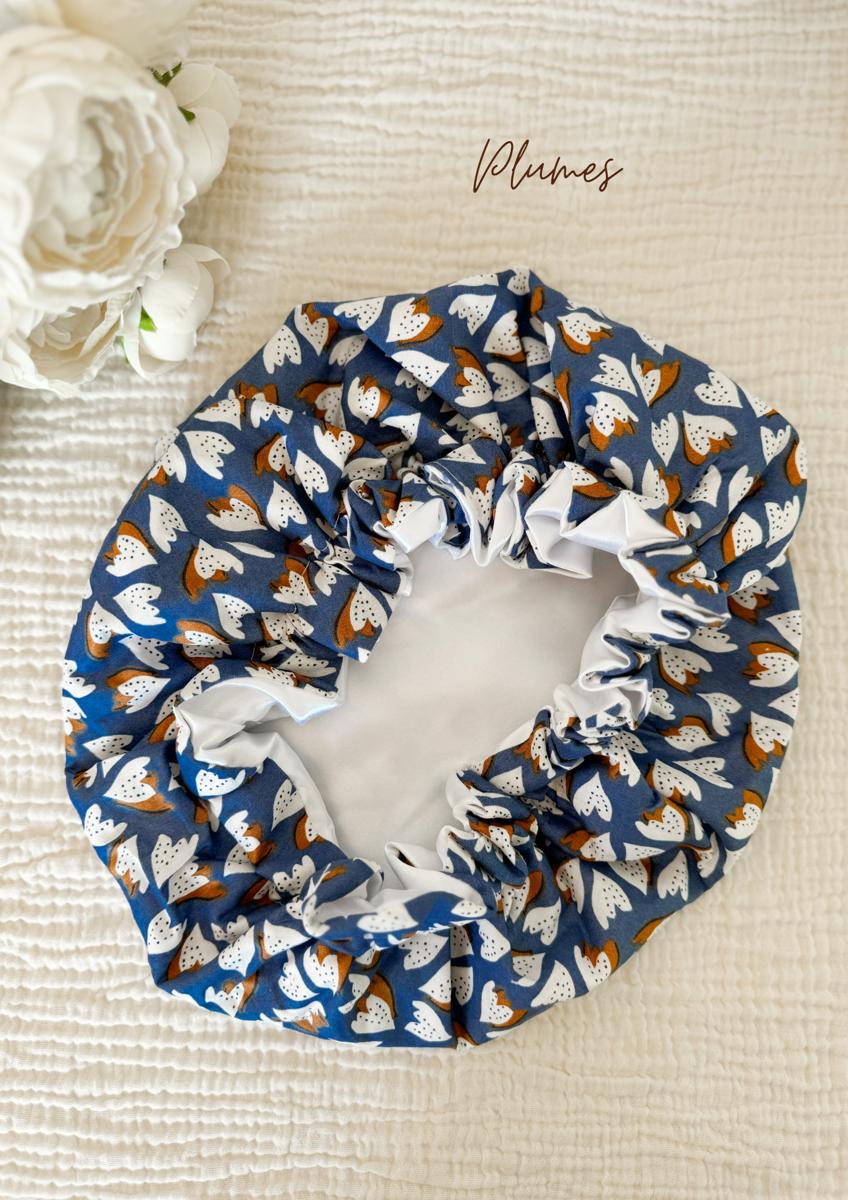 Bonnet de soin en satin - Plumes