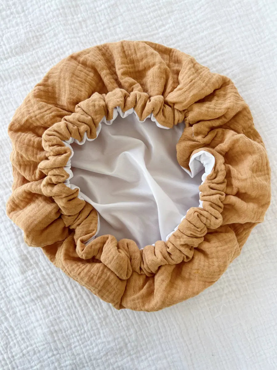 Bonnet en pul imperméable (douche et colorations) - Double gaze camel