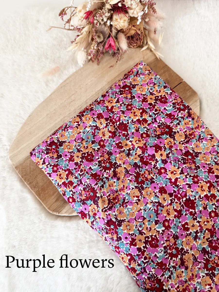 Bouillotte sèche XL - Grande bouillotte lombaire déhoussable - Purple flowers