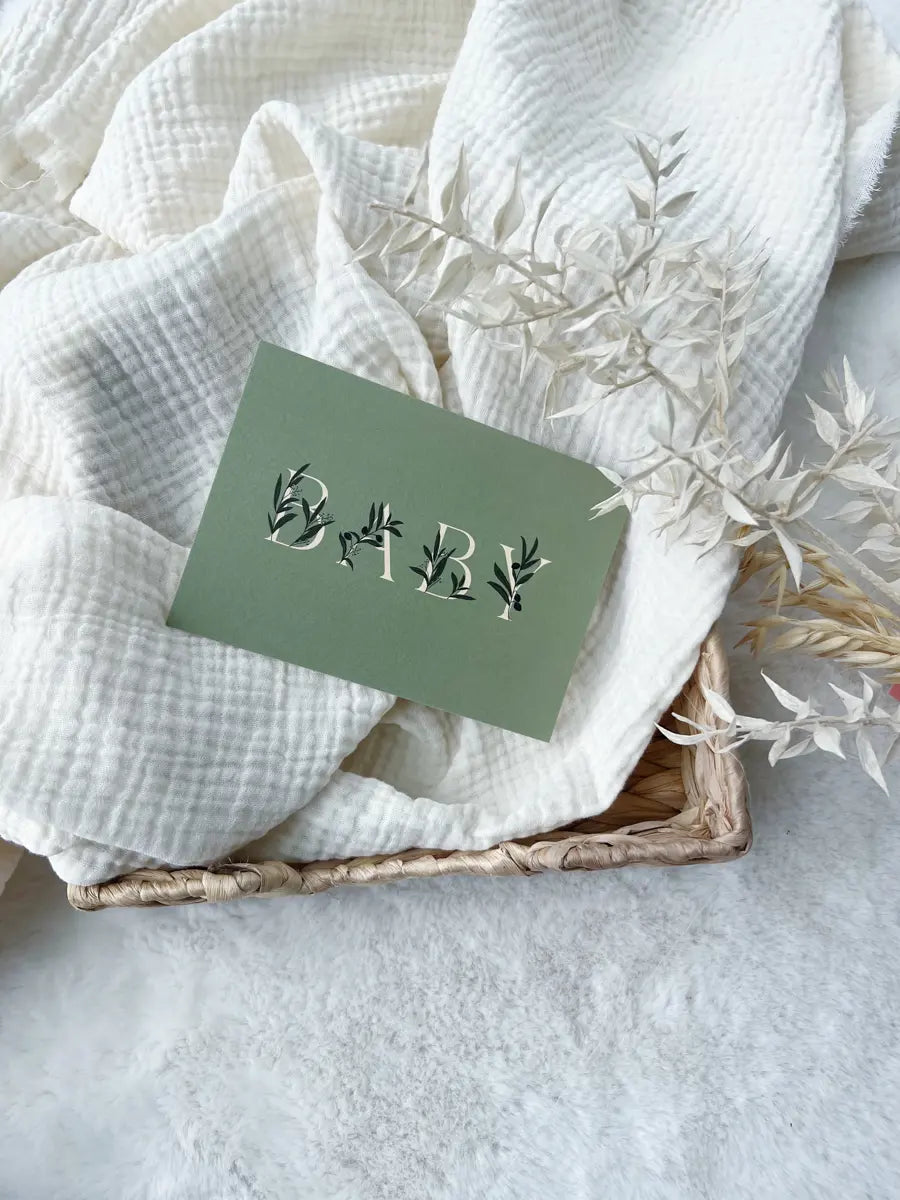 Carte de vœux à offrir ou à s'offrir - Hello Linon - Baby (kaki)