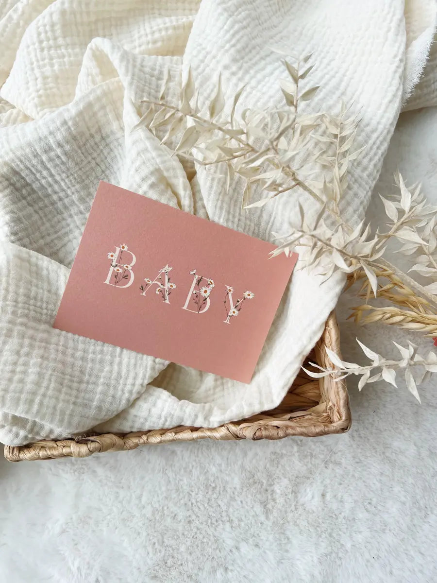 Carte de vœux à offrir ou à s'offrir - Hello Linon - Baby (rose)