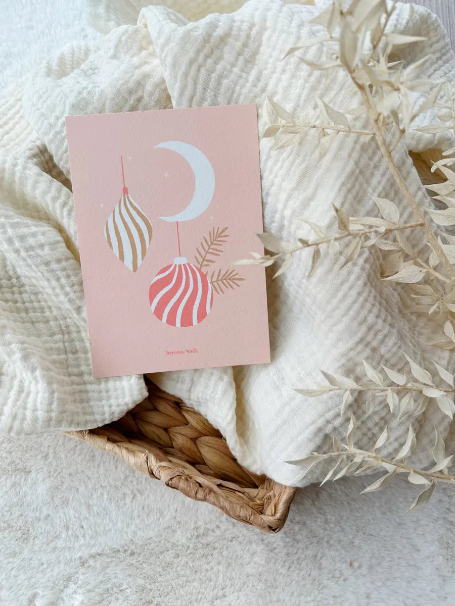 Carte de vœux à offrir ou à s'offrir - Hello Linon - Boule de Noël