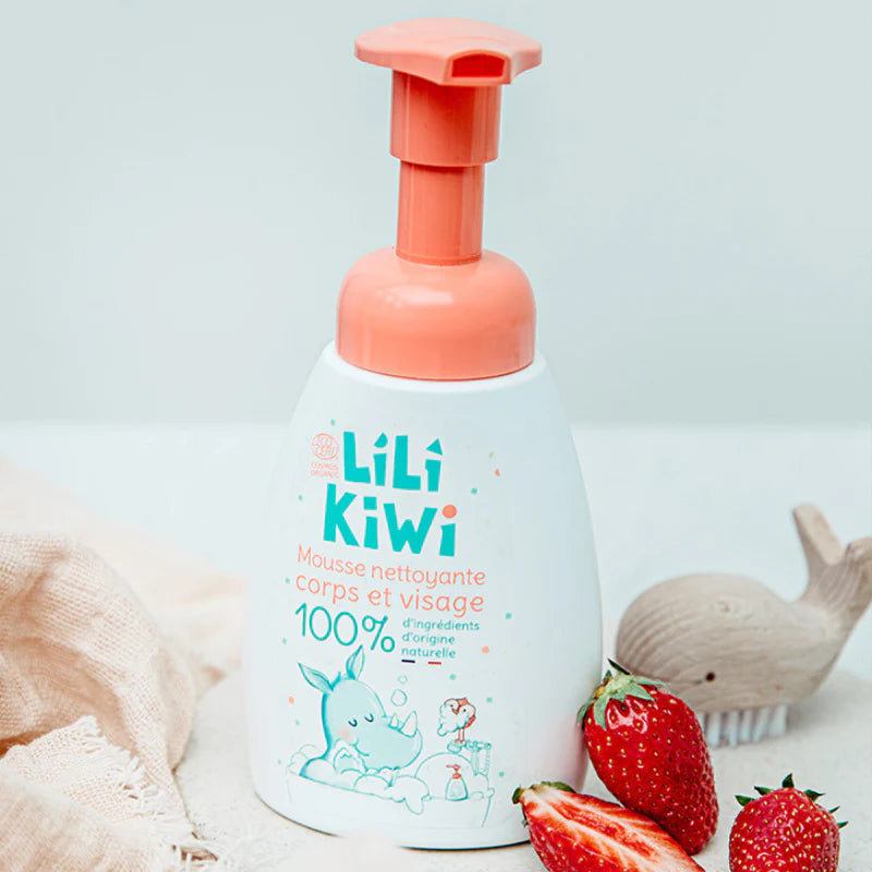 Mousse nettoyante corps et visage- Lilikiwi - Mousse lavante - fraises sucrées