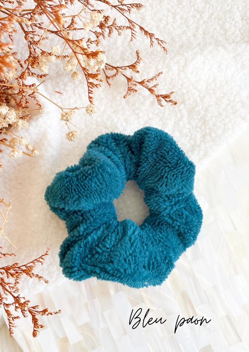 Chouchou en éponge bambou - Bleu paon