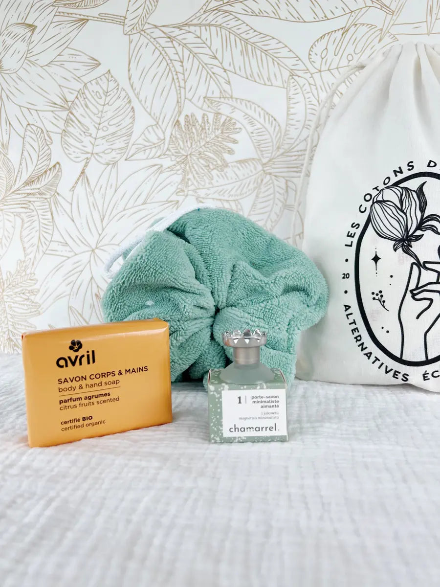 Coffret "ma douche zéro déchet" - Fleur de douche menthe et savon agrumes