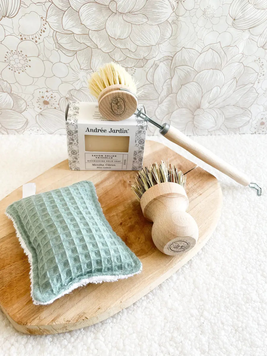 Coffret vaisselle - Nid d'abeille vert d'eau