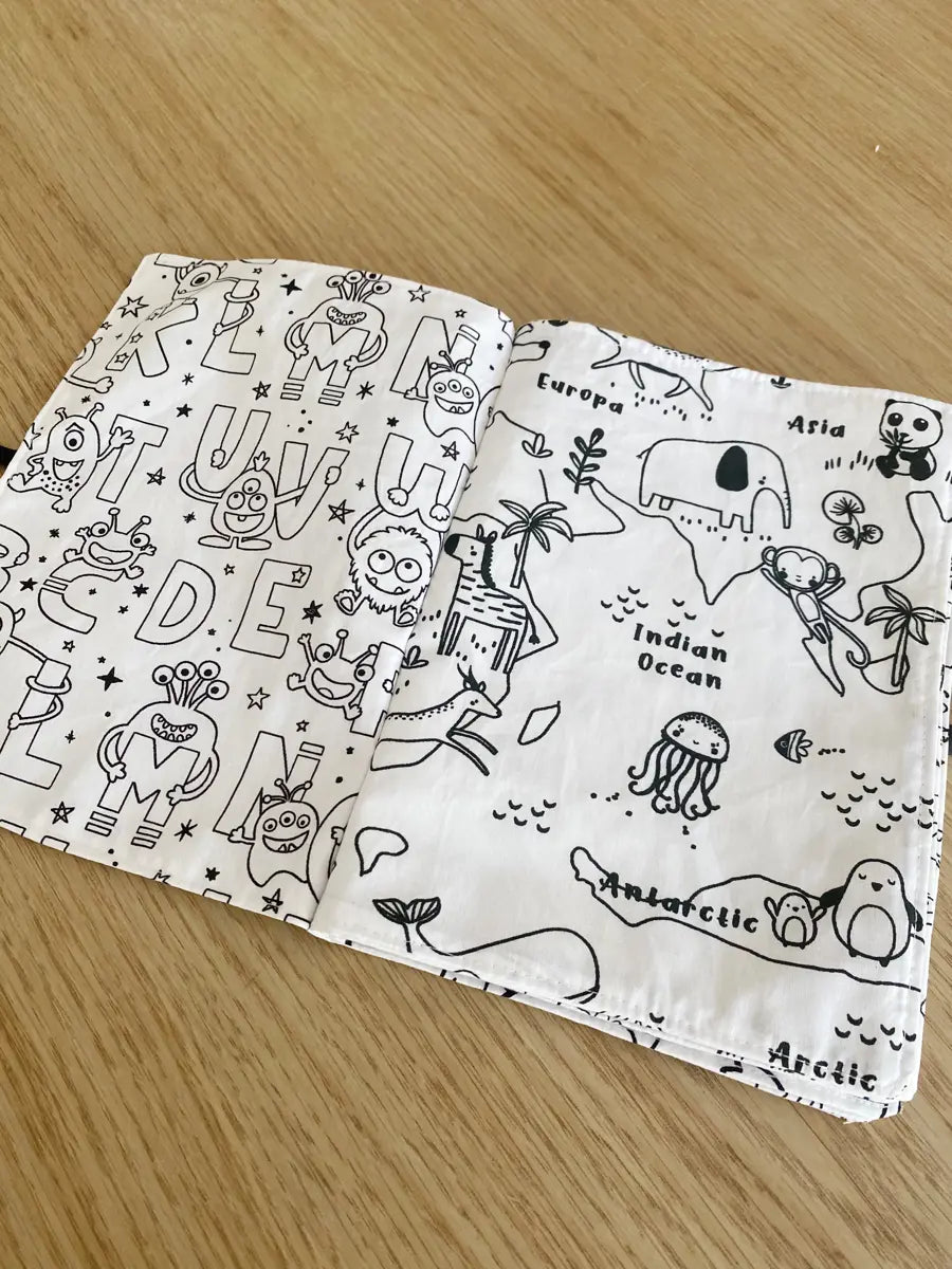 Livre de coloriage lavable fourni avec ses feutres lavables - Les cotons de Romane : Produits d'hygiène réutilisables et lavables