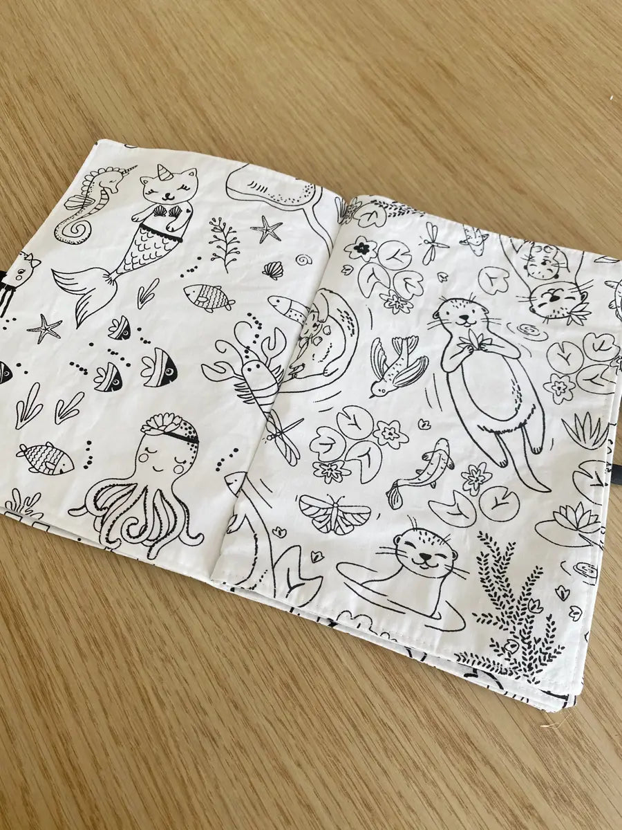 Livre de coloriage lavable fourni avec ses feutres lavables - Les cotons de Romane : Produits d'hygiène réutilisables et lavables