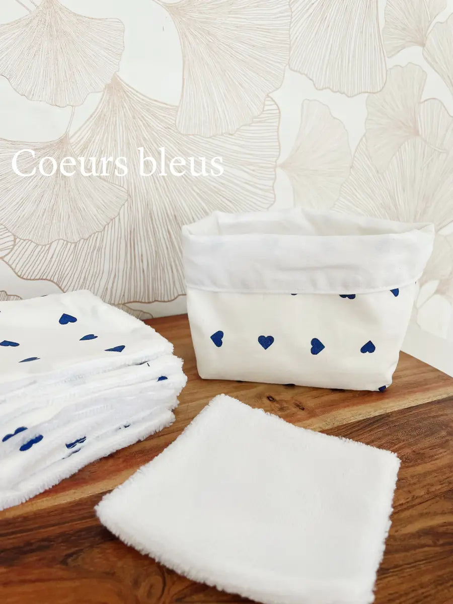 Coton imprimé Coeur bleu - 2
