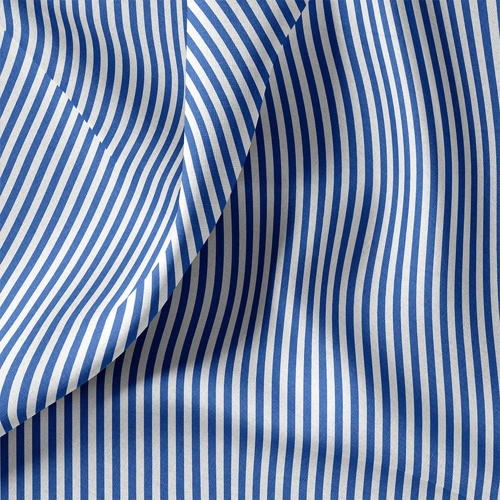 Coton imprimé rayures bleues - 1