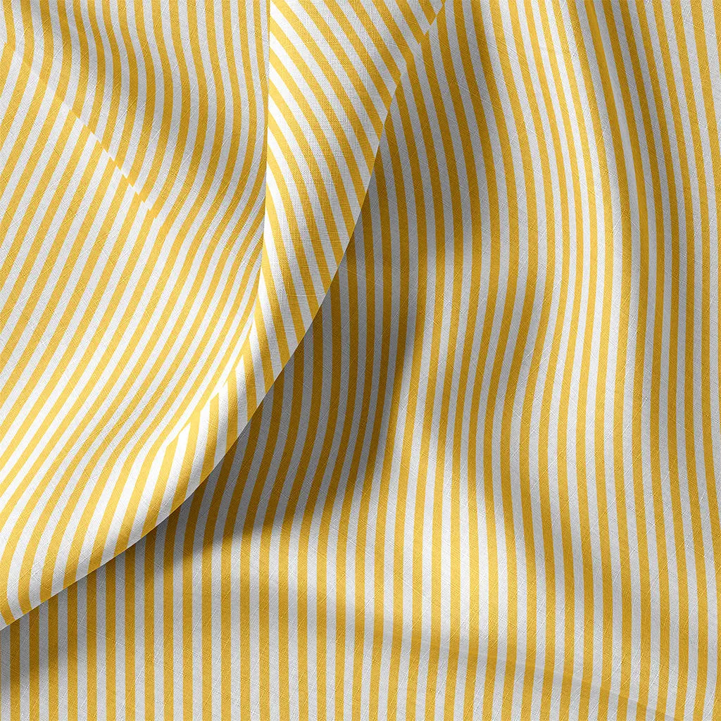 Coton imprimé rayures jaunes - 1