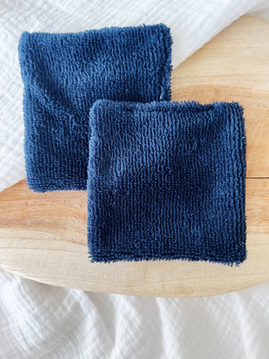 Coton lavable double face - Bleu marine