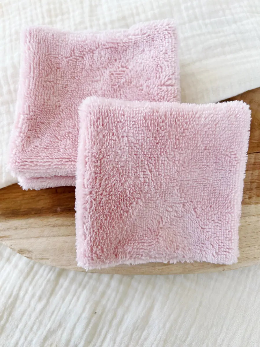 Coton lavable double face - Doux rose