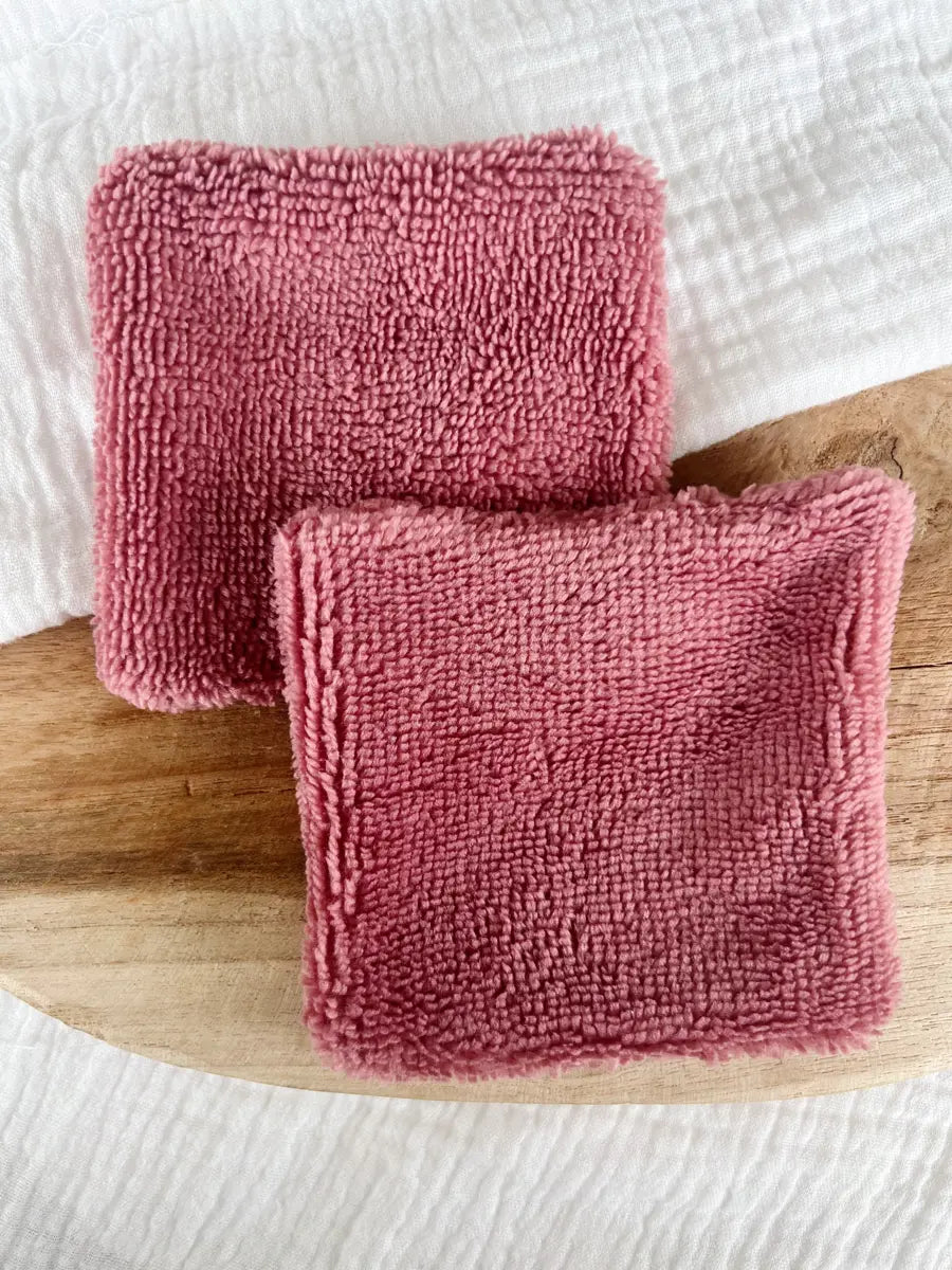 Coton lavable double face - Vieux rose