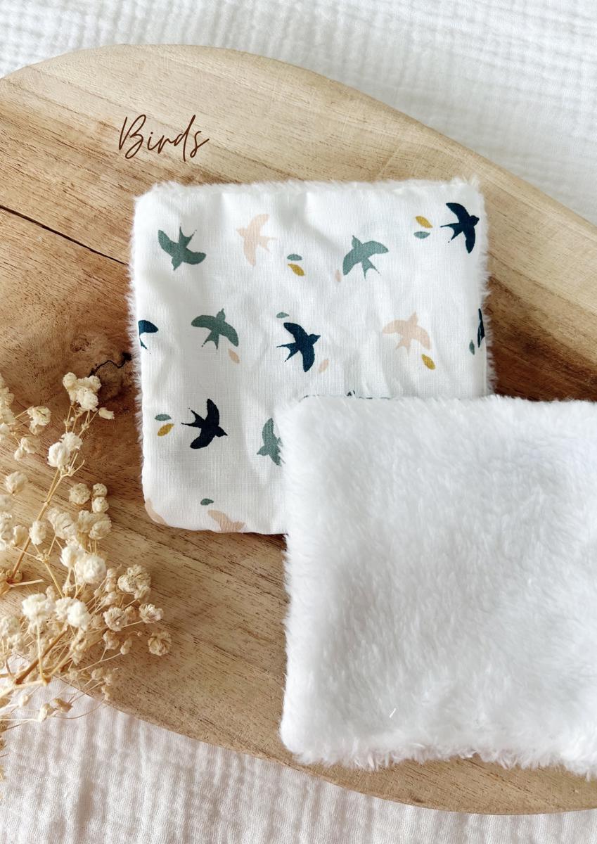 Coton lavable en tissu doudou - Birds