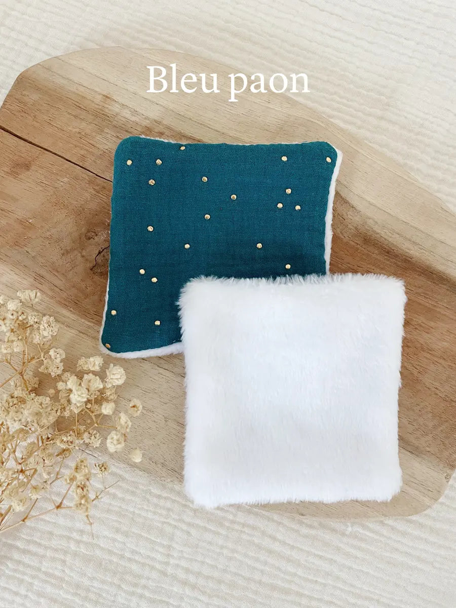 Coton lavable en tissu doudou - Bleu paon