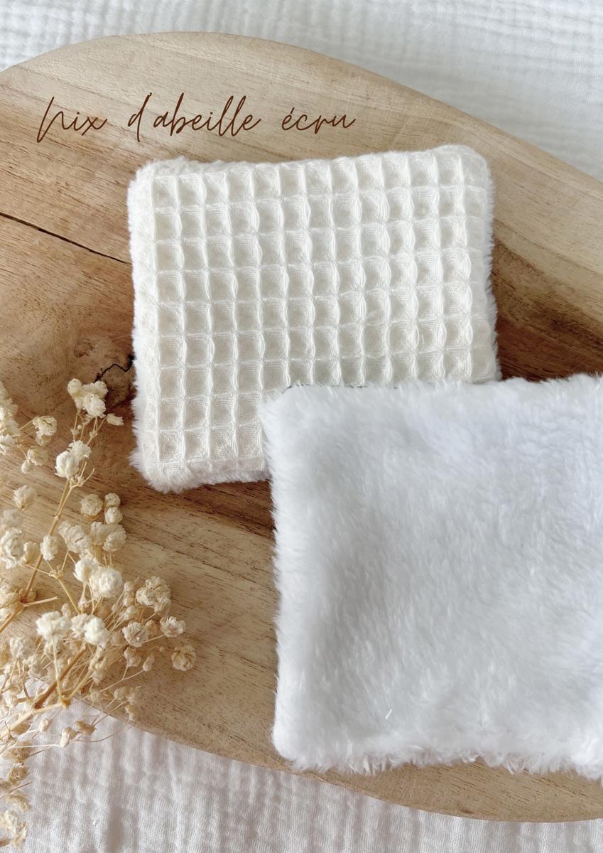 Coton lavable en tissu doudou - Nid d'abeille écru