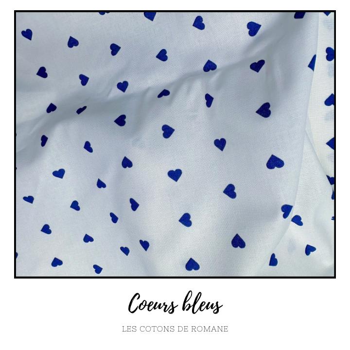 Coton lavable en tissu polaire - Coeurs bleus