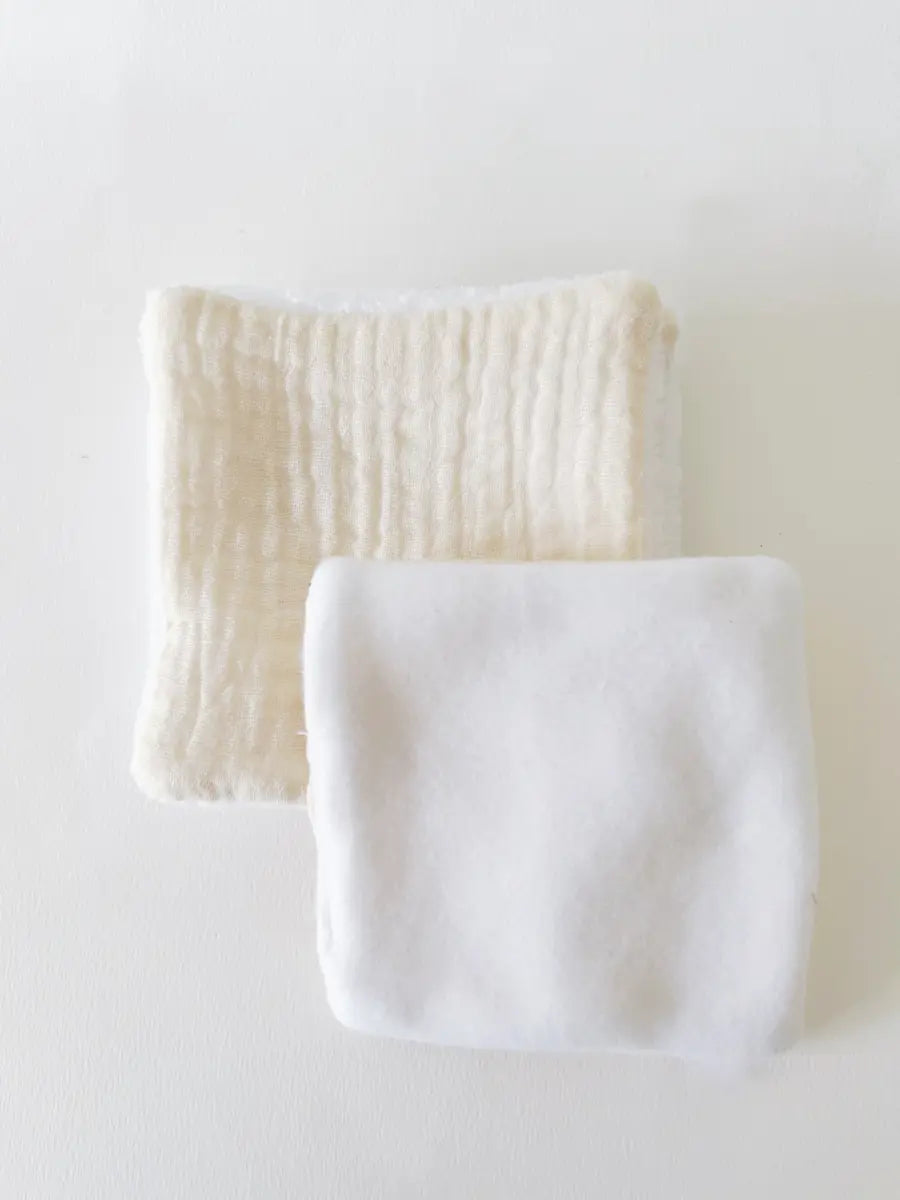 Coton lavable en tissu polaire - Double gaze écrue