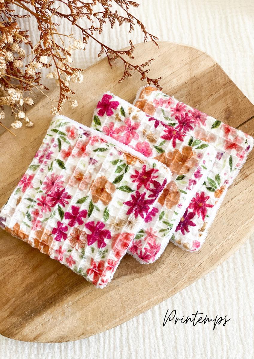 Coton lavable en éponge bambou - Printemps