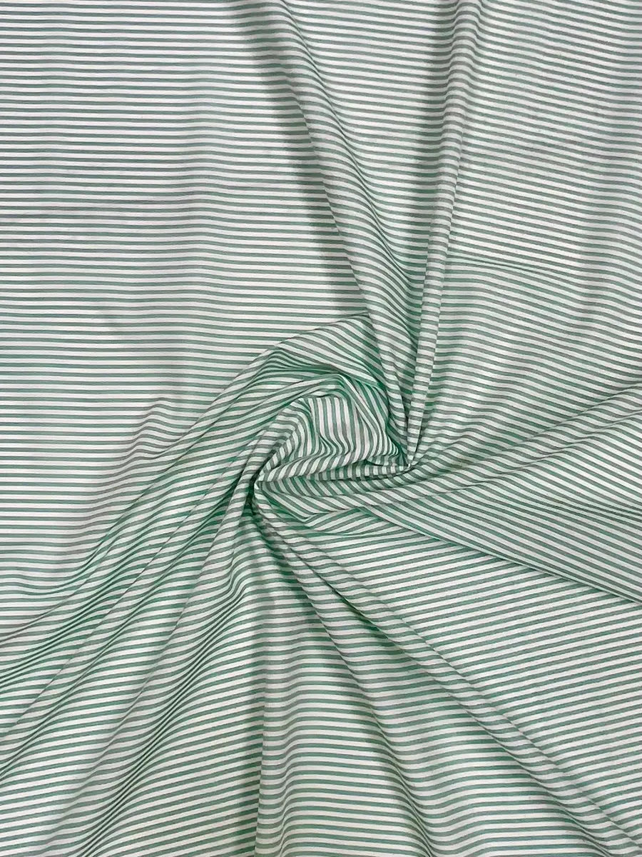 Coton viscose rayé vert - 1