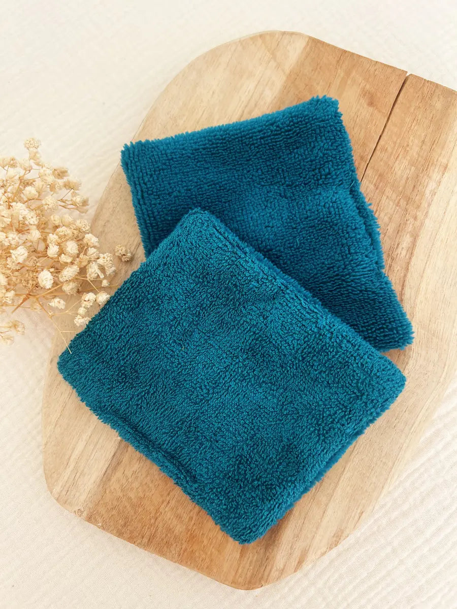 Lot de 4 cotons lavables spécial vernis - dissolvettes lavables - Bleu paon