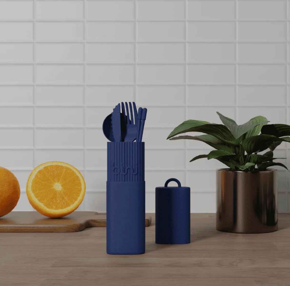 Kit de couverts réutilisables - Bini - Bleu nuit