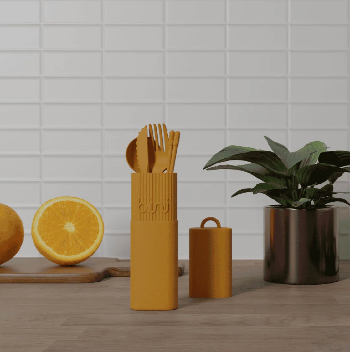 Kit de couverts réutilisables - Bini - Jaune