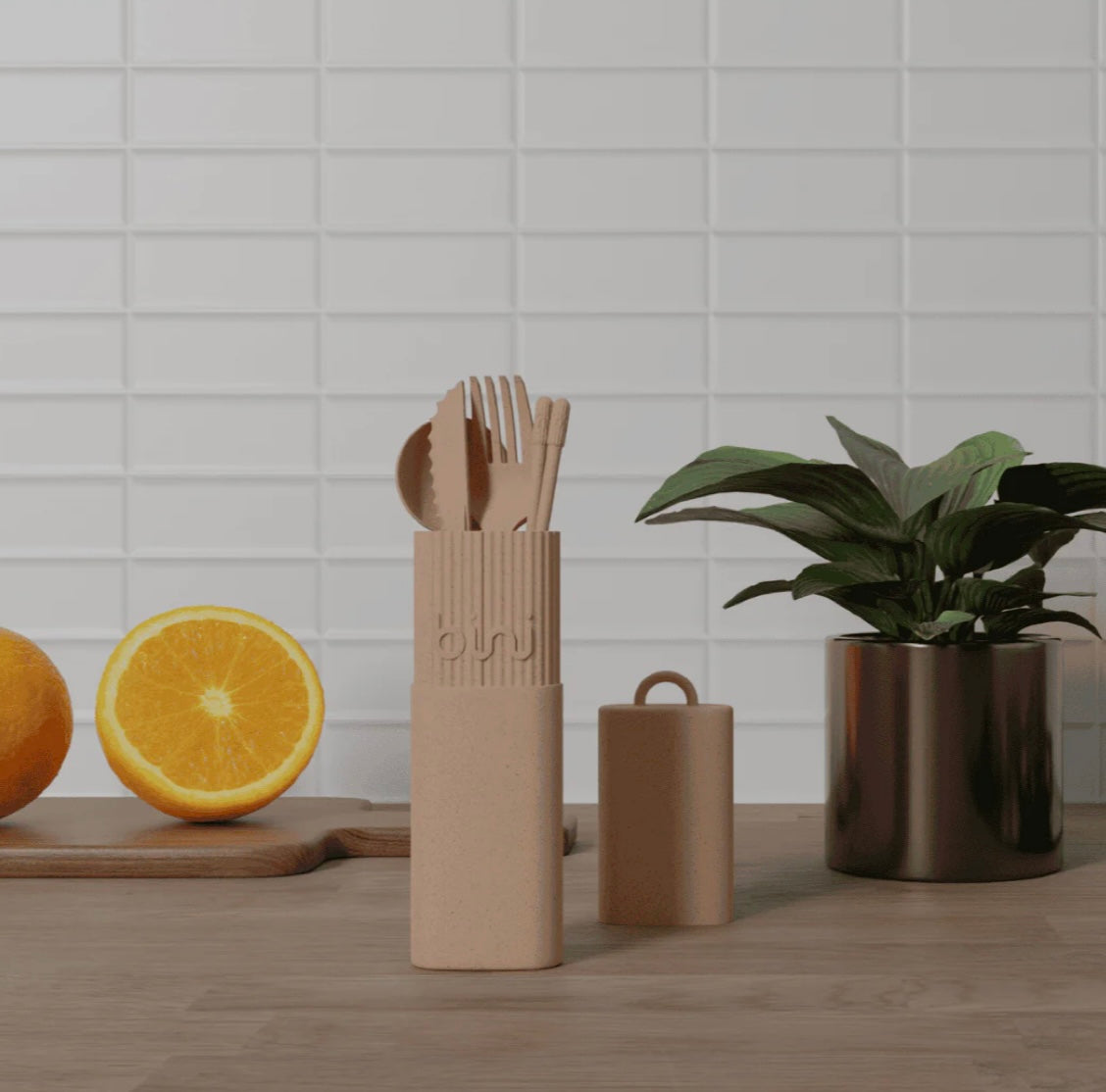 Kit de couverts réutilisables - Bini - Nude