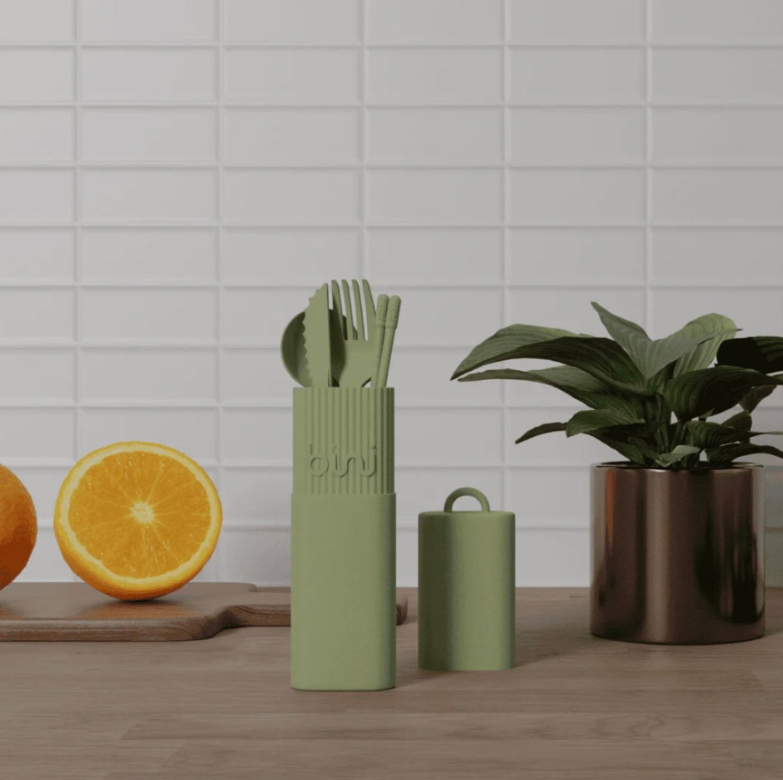 Kit de couverts réutilisables - Bini - Olive