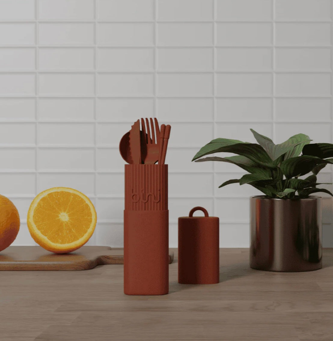 Kit de couverts réutilisables - Bini - Terracotta