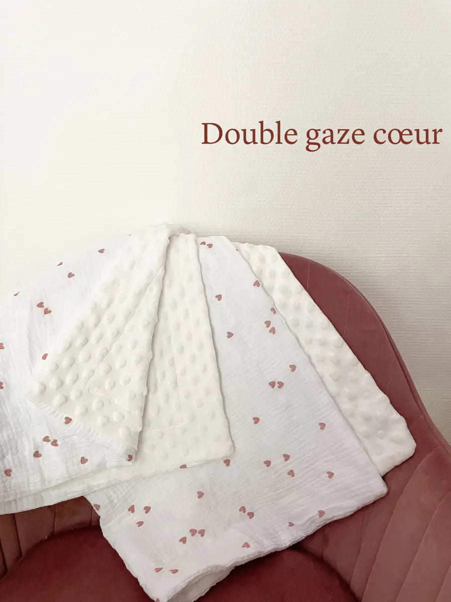 Couvertures légères d’été - Double gaze cœur