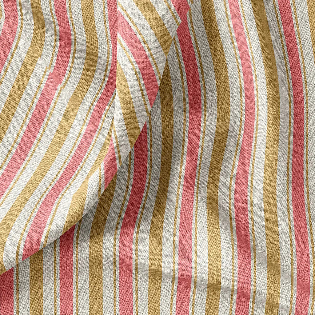 Demi natté rayé rose et ocre - 1