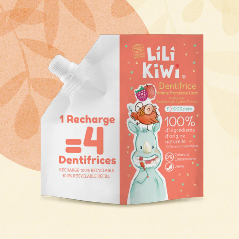 Dentifrice fluoré enfant - Lilikiwi - Recharge - Framboise litchi