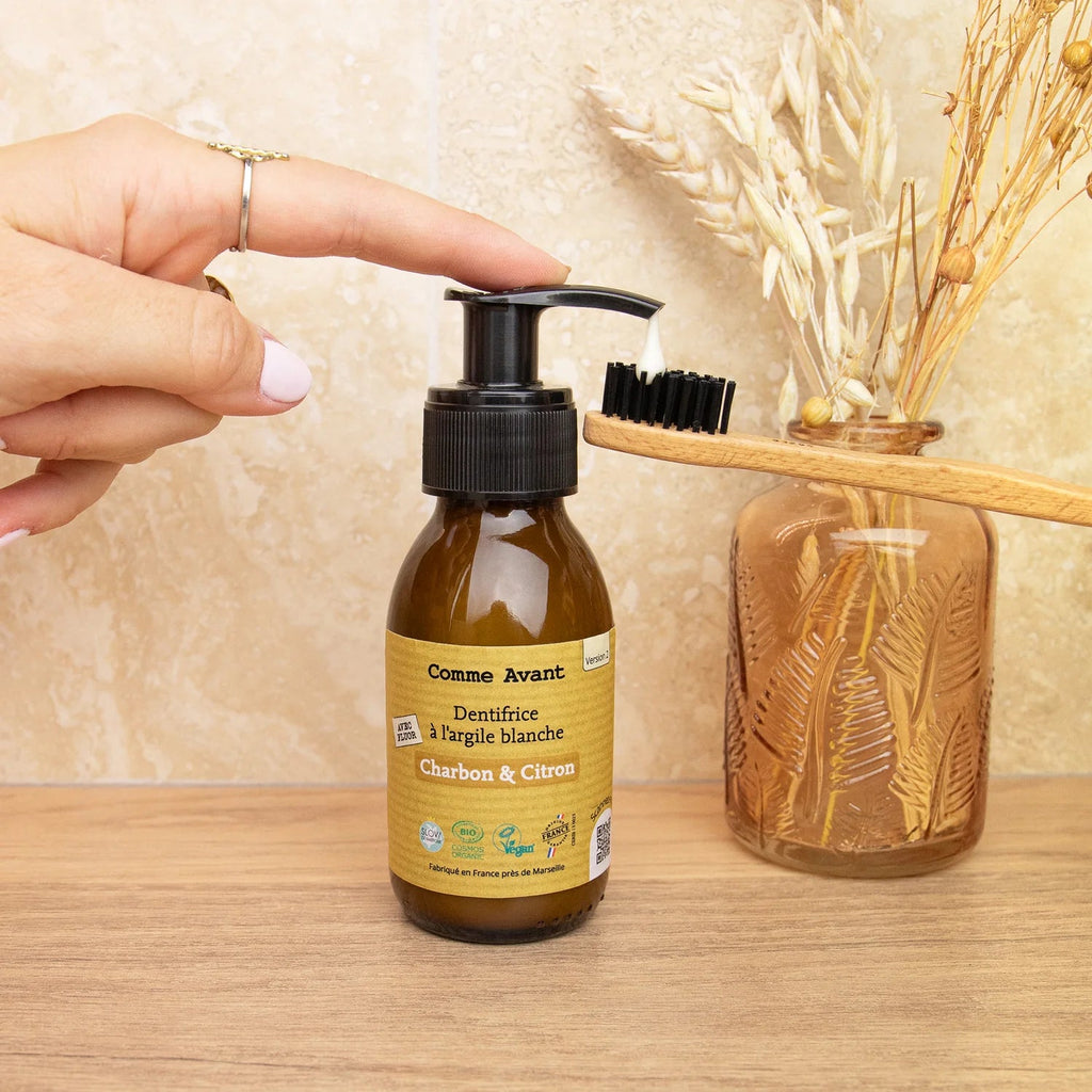 Dentifrice en pâte rechargeable au charbon végétal et citron - Comme Avant - Dentifrice au charbon et citron