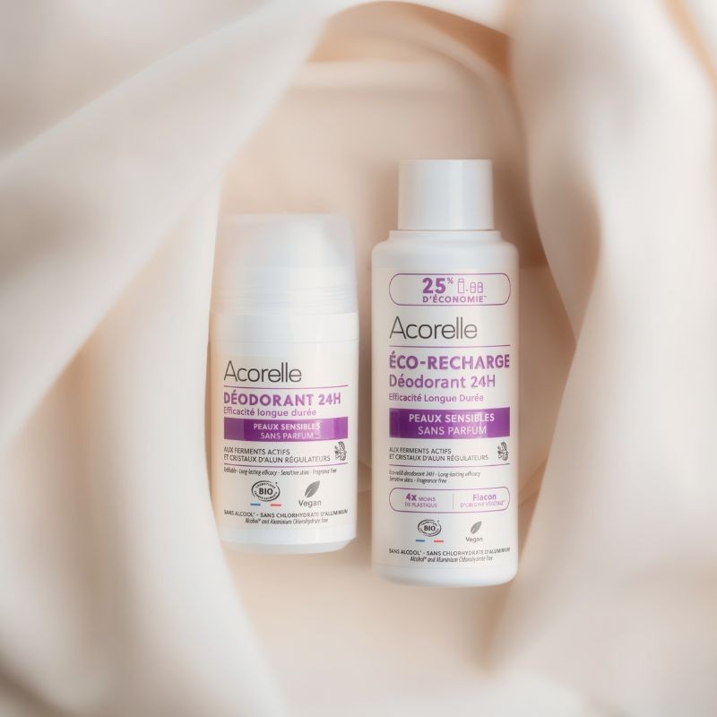 Déodorant roll-on rechargeable 24h peaux sensibles - Acorelle - 1
