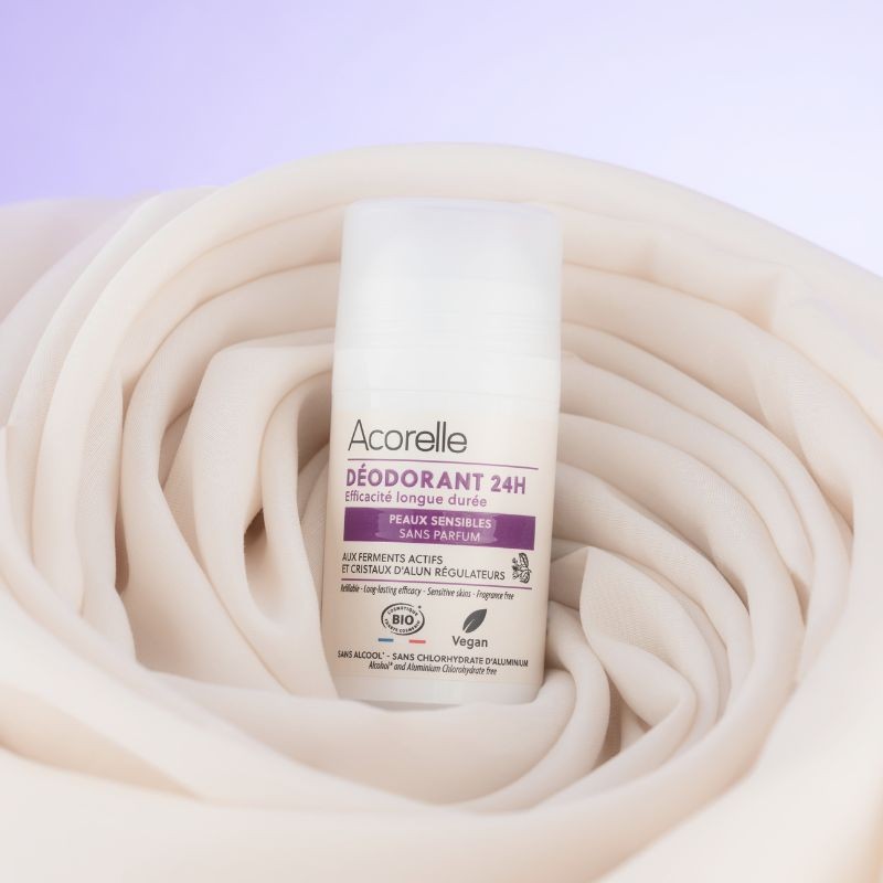 Déodorant roll-on rechargeable 24h peaux sensibles - Acorelle - Déodorant roll-on 50ml