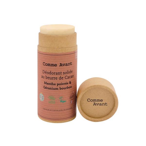 Déodorant stick bio (étui carton) - Comme Avant - Menthe poivrée et Géranium
