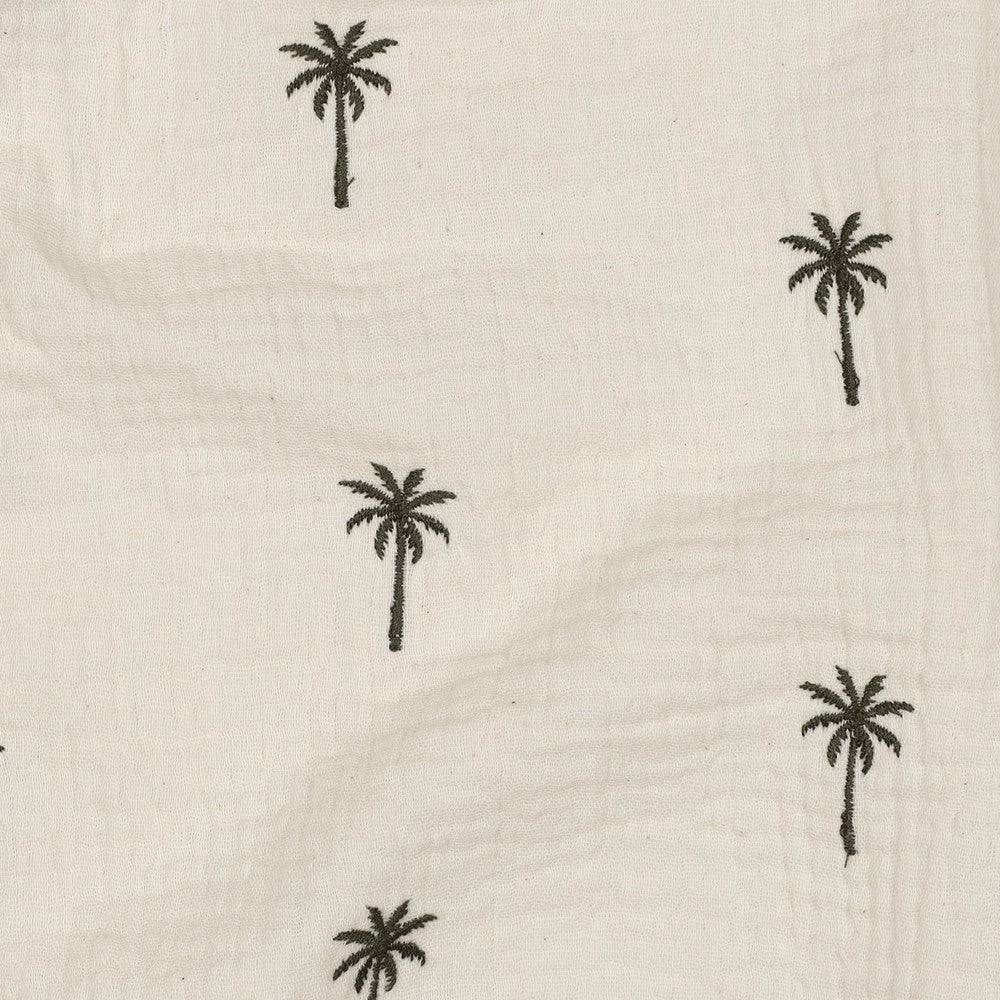 Double gaze brodée blanche palmiers - 2